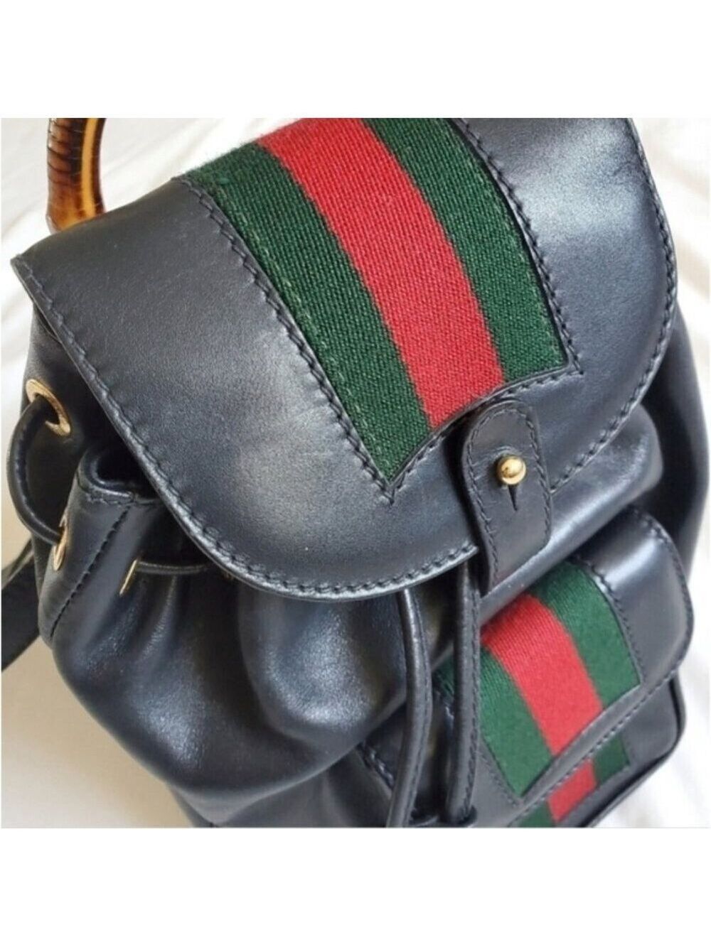 Authentic Gucci Mini Backpack Black Leather Bamboo Handle - Picture 15 of 15